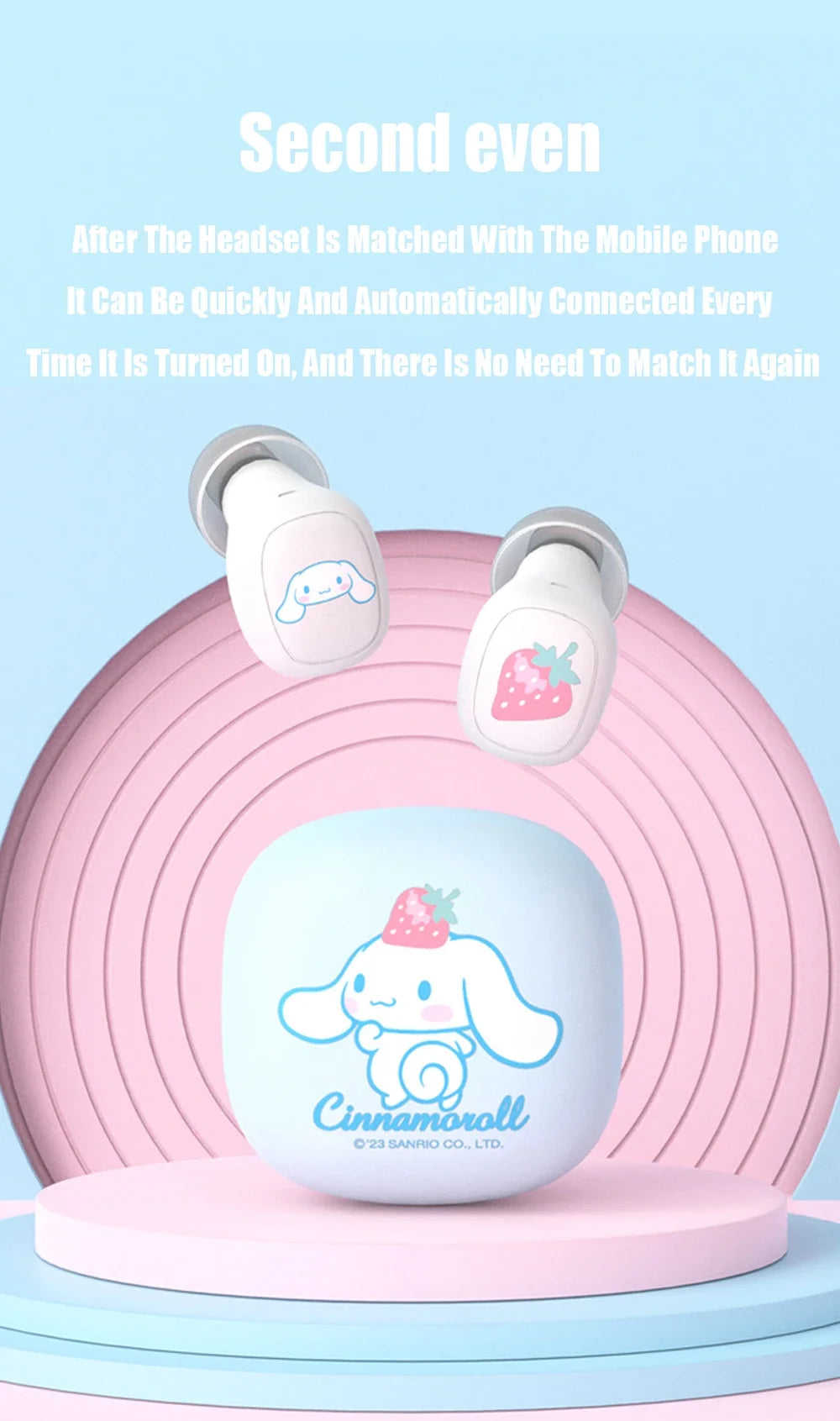 Cuffie wireless Sanrio Hello Kitty, cuffie Bluetooth, Kuromi, My Melody, Cinnamoroll, con riduzione del rumore.