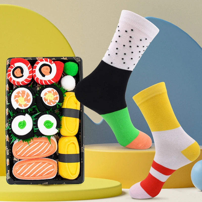 Set de Regalo de Calcetines Sushi Unisex de Algodón, Ideales como Regalo Original. Talla Unica