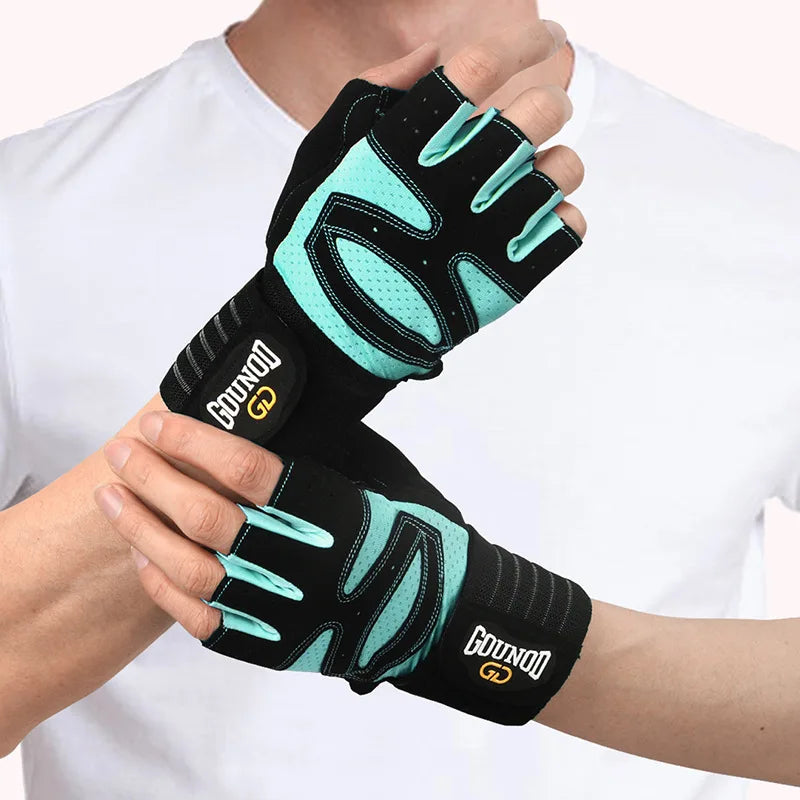 Unisex Weight Lifting Sports Gloves with Wrist Wraps Non-Slip Breathable Gym Gloves Size from S to XL