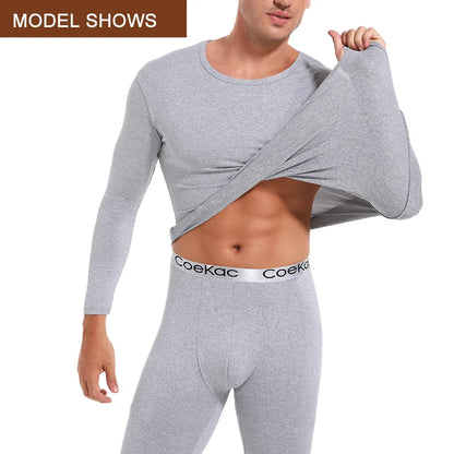 Men's thermal sports underwear set, with plush interior, suitable for low temperatures. Size from S to XL