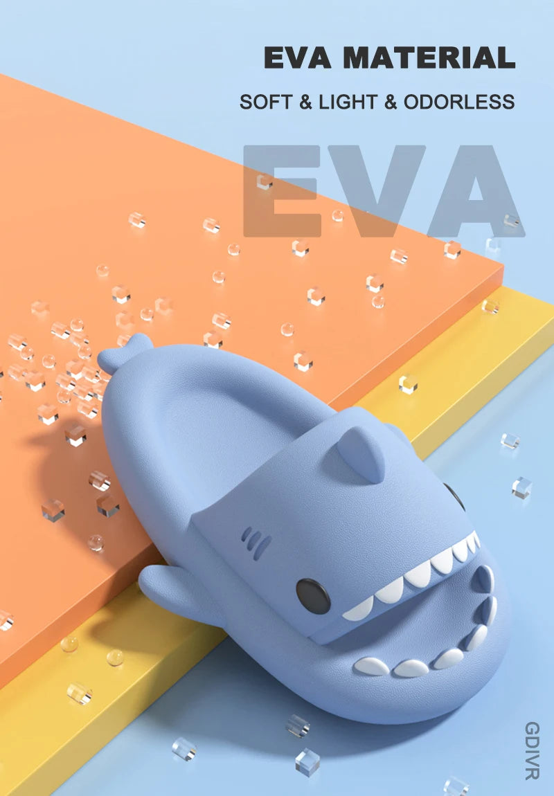 Simpáticas chanclas de verano con forma de tiburón de material EVA, antideslizantes, adecuadas para la piscina de casa o la playa. Unisex, disponibles en varias tallas