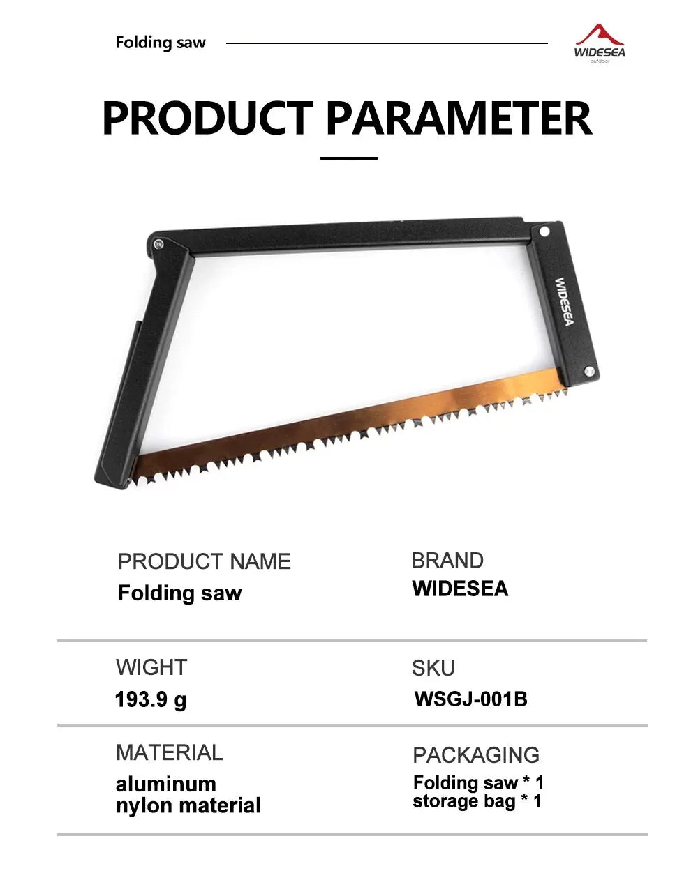 Sierra de manganeso plegable portátil de 32 cm con registro ideal para exteriores y ramas de madera